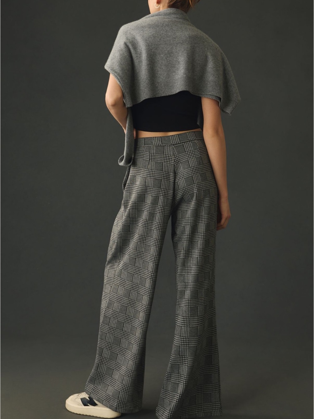 Anthropologie High-Waist Plaid Wide-Leg Trousers - Black & White - Picture 3 of 6